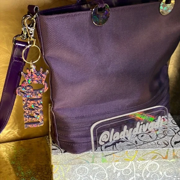 Queen KeyChain / Purse Charm Purple and Rose Gold Sparkle - Picture 7 of 15